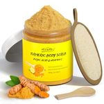 Turmeric and Vitamin C Body Scrub, Exfoliating Scrub, Remove Dead Skin Improve Dark Spots Acne, Natural Deep Cleansing, Exfoliator for Body Butt Bikini Area, Body Care for Men Women, with Loofah