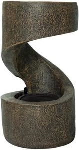 Sunnydaze 14" Winding Showers Tabletop Fountain with LED Lights, Brown