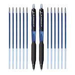 uni-ball Jetstream 0.7mm SXN101 & SXR-71 Roller Ball Pen - Refill Combo | Blue Ink, 2 Pcs Pens with 12 Pcs Refills