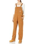 Carhartt Women's Rugged Flex Loose Fit Canvas Bib Overall, Carhartt Brown, L