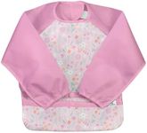 Green Sprouts Snap & Go Easy-Wear Long Sleeve Bib for Babies, Pink Wildlower, 2T/4T