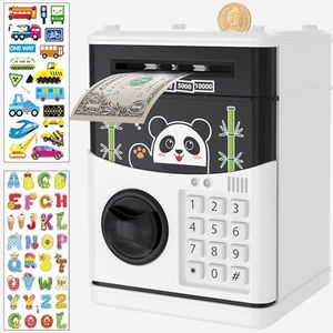 JUNEU Piggy Bank for Kids, 3 4 5 6 7 8 Year Old Boys Toys, Electronic Money Saving Box for Kids, Mini ATM Coin Bank, Birthday Gifts for Boys, Cool Stuff, Ideas, White Elephant Gifts