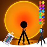 Balkwan Sunset Lamp Projection Rotation Rainbow Lamp Led Romantic Visual Led Light Network Red Light with USB Modern Floor Stand Night Light Living Room Bedroom Decor (Mulit Color)