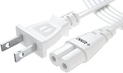 White TV Power Cord 12Ft Cable for Samsung LG TCL Sony: 2 Prong AC Wall Plug 2-Slot LED LCD Insignia Sharp Toshiba JVC Hisense, Hp Brother Canon Pixma Epson Officejet Photosmart Deskjet Printer Cable