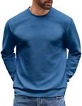 COOFANDY Long Sleeve Shirts for Men Basic Pullover Shirts Twill Textured Soild Casual Tops Blue