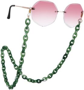 EUEAVAN Mask Chain Acrylic Eyeglass Chain Sunglasses Holder for Women,Fashion Eyewear Retainer Strap Necklace glasses, Grass Green, Medium