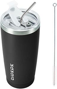 BJPKPK 20 oz Tumbler with Lid and Straw Insulated Travel Coffee Mug Reusable Stainless Steel Thermal Cups,Black