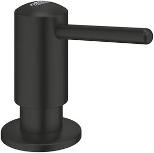 GROHE Contemporary Soap Dispenser – Bathroom or Kitchen Top Refillable Built-in Liquid Soaps Detergent and Lotion Dispenser for Kitchen Sink (Storage Bin Volume 500 ml Bottle), Matt Black, 1021652430