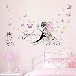 Runtoo Pink Butterfly Girl Wall Dec