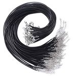 TUPARKA 60 Pcs Waxed Necklace Cord Black Necklace String with 2mm Clasp Bulk for Necklace Bracelet Jewelry Making Accessories