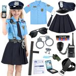 Police Costume for Girls, Police Officer Costume for Girls with Police Accessories, Toddler Halloween Costumes for Girls 3-12