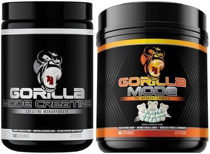Gorilla Mode Creatine Monohydrate Micronized Powder & Pre Workout (White Gummy Bear)- Massive Pumps | Laser Focus Energy | Improved Muscle Size | Power Output and Strength