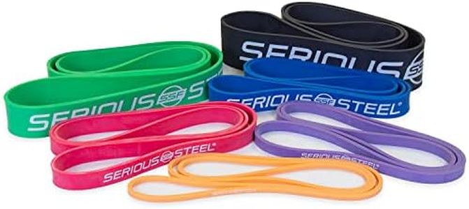 Serious Steel Fitness 32" Resistance Training Bands (Portable Exercise Band System Training Bands- Great for Individuals Under 70" Tall) (Set (#0-#5))