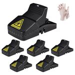 SAIFXO Rat Traps - 6 x Large Heavy Duty Humane Mouse Trap for Indoors, Outdoor, Gardens -14 cm Reusable Rodent Control Rat Traps That Kill Instantly with 1 Pair of Bonus Gloves