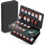 JINGDU 40-Slot Traceable Switch Game Case Compatible with Nintendo Switch Games, Holds 40 Switch Game Cards and 24 Micro SD Cards, with Hidden AirTag/Tile Tracker Slot, Black