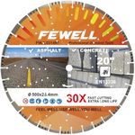 FEWELL 20" Concrete Diamond Saw Blade,Asphalt Diamond Blade Multi-Purpose for Cutting Hard Reinforced Concrete Asphalt Masonry Stone Terrazzo, Laser-Welded Segmented, 1"-20mm Arbor