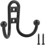 Amazon Basics Robe Hook - Flat Black, Pack of 5