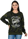 SHAUN Women's Fleece Round Neck Sweatshirt (150W1_A_Dark Green_M)