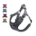 Suredoo Adjustable Dog Harness with Front Clip, No Pull Soft Mesh Padded Reflective Breathable Pet Vest Harness for Small Medium Large Dogs (M, Grey)