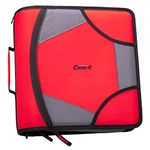 Case-it The King Sized Zip Tab Zipper Binder - 4 Inch D-Rings - 5 Subject File Folder - Multiple Pockets - 800 Sheet Capacity - Comes with Shoulder Strap - Fire Red D-186