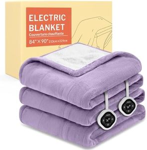 HOMLYNS Heated Blanket Queen Size, 10 Heat Settings, 1-10 Hour Timer, Purple