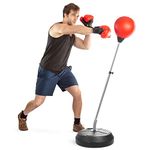 Punching Bag with Stand, for Teens & Adults, Height Adjustable - Freestanding Punching Ball Boxing Speed Bag - Great for MMA Training, Boxing Equipment, Stress Relief & Fitness (Punching Bag)