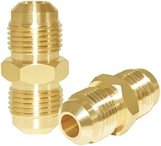 Joywayus Brass Flare Tube Fitting Coupling Gas Adapter 3/8"Flare Male x 3/8" Flare Male Pipe Connector (Pack of 2)