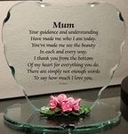 Glass Heart Plaque with Sayings Ornament for Mum Unique Gift for Loved One | Gift ideas Mum | Mummy | Mom | Mother's day | Christmas | Birthday (Mum)