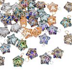 SUPERFINDINGS 40Pcs Glass Star Charms Wire Wrapped Star Pendants AB Color Electroplate Glass Charms Mixed Color Crystal Dangle Charms for Earring Bracelet Necklace Jewelry Making,Hole:1.5-2mm