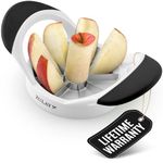 Zulay Kitchen 8 Blade Apple Slicer and Corer - Easy Grip Apple Cutter with Stainless Steel Blades - Fast Usage Apple Corer and Slicer Tool - Saves Time & Effort - Apple Peeler and Corer (Black/White)