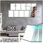 Sqinor Self Adhesive Mirror Tiles Wall Mirrors Glass Rectangle Stick On Wall Decoration for Living Room Bedroom Hallway (Normal Grinding, 15x23cm, 10pcs)