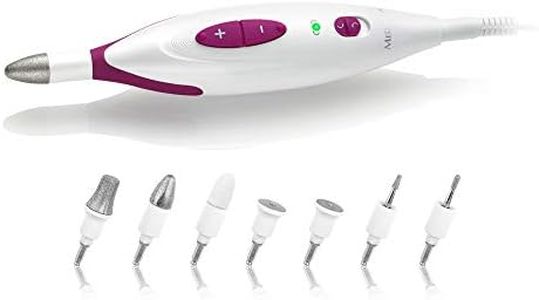 medisana MP 815 set de manicura y pedicura eléctrica con 7 accesorios para el cuidado de las uñas, 2 velocidades para uñas, cutículas y callo