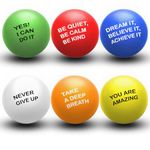 6Pcs Motivational Stress Ball set for adults and kids for Anxiety, Muscle Focus Improvement, Arthritis & Stress Relief Balls with Motivational Quetos