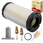 Roykaw EZGO Tune Up Kit with Air Filter Oil Filter Spark Plug Fuel Filter for TXT/RXV/ST350/Workhorse Gas Golf Cart Models (EZGO TXT W/MCI Motor, RXV W/Robbins Motor)