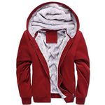 LBL Men's Pullover Winter Workout Fleece Hoodie Jackets Full Zip Wool Warm Thick Coats (11RED, M)