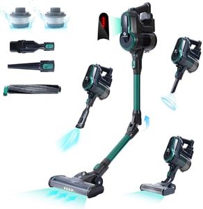 FixtFixer 30KPA Aspiradora sin Cable, 350W Aspirador Escoba sin Cable de Tubo Telescópico Potente 55 Minutos en Modo Automático, Aspirador sin Cable para Suelo/Alfombra/Pelos de Animales