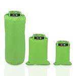 Milestone Waterproof Dry Bags/Single Bag Or Set of 3 / Roll Up Close/Easy to Spot Bright Green Or Orange Design/Great for Camping, Fishing, Skiing & Hiking Trips (Green, Pack of 3)