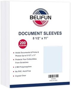 200-Pack 8.5 x 11 Inch Document-Sleeves - Crystal Clear No Holes Sheet Protectors for Photos, Art Prints, Acid Free Reusable Sleeves, Top Loading Paper Protectors, Document Protectors, Page Protectors