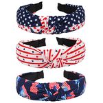 Budsmile USA Flag Headbands for Women Girls Independence Day 4th of July American Red White Blue Patriotic Bow Knotted Wide Hairband Memorial Day Veterans Day Strip Star Hair Accessories