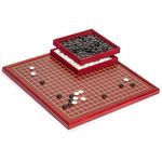 Yellow Mountain Imports Dark Cherry Pattern 2-Centimeter Folding Go Game Set Board with Double Convex Melamine Stones - Classic Strategy Board Game (Baduk/Weiqi)