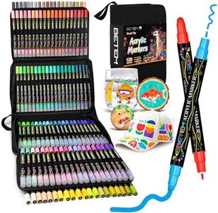 Betem Acrylic Paint Markers Pens, Dual Tip 120 Colors Premium Paint Pens Acrylic Markers for Wood, Fabric, Canvas, Stone, Rock Painting, Glass, Ceramic Surface, DIY Crafts Making Art Supplies with Bag