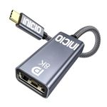 INICIO 8K USB C to DisplayPort 1.4 Adapter, 8K@60Hz 4K@144Hz HDR, Type C Thunderbolt 4/3 to DP1.4 Display Port Cable for MacBook Pro Air M1 M2, iPhone 15, Galaxy S23, iPad, XPS 13/15