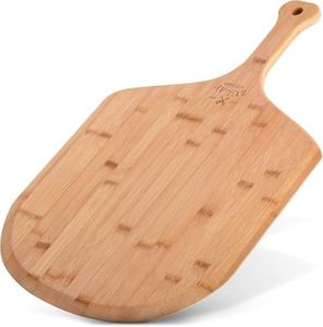 Zulay (Medium 12") Authentic Bamboo Pizza Peel Wood - Natural Bamboo Pizza Paddle With Easy Glide Edges & Handle For Baking - Medium Wood Pizza Peel For Transferring & Serving