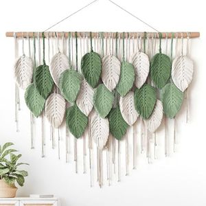 Weldomcor Large Macrame Wall Hanging, Boho Leaves Macrame Tapestry Wall Decor Handmade Woven Hanging Decor Chic Bohemian Wall Art Home Decoration for Bedroom Living Room Nursery Office 39"W x 29.5"L