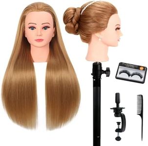 Mannequin Head with Hair for Braiding, Cosmetology Training, Hairstyling Practice - Realistic Doll Head for Beginners & Professionals