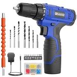 FADAKWALT 12V Cordless Drill, Battery Power Drill Drivers, 3/8” inch Keyless Chuck, Electric Screwdriver Kit, 21+1 Torque Setting, Combi Drill with Li-Ion Battery and Charger