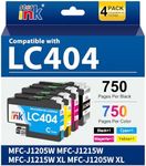 Compatible LC404 Ink Cartridges for Brother Printer Replacement for LC404 LC404 XL Ink Cartridge Compatible with Brother MFC-J1205W Ink Cartridges MFC-J1215W MFC J1205W J1215W Printer (4Pack)