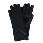 Isotoner Spandex 3-Button Length Chevron Gloves Style A30276 (Black, L/XL)