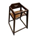 Wooden High Chair, 20" inch Baby Dining Chair with Harness, Wide Base (Walnut Brown) - 106301 - Intexca