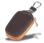 Contacts Genuine Leather Car Remote Key Case | Smart Protection Key Holder | Key Chain Bag | Auto Remote Keyring Wallet (Brown)